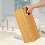 GOBAM Bamboo Toilet Paper Storage - Fits 3 Mega Toilet Paper, Bathroom Organizer, Toilet Paper Holder Stand, Bamboo Bathroom Accessories - Natural, 5.9 x 5.9 x 16.1 inches