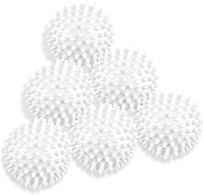 6 Pack Laundry Balls for Dryer, Dryer Balls Laundry Reusable, Dryer Ball Plastic Pellet Packs for Fabric Soften, Reduce Wrinkle and Less Static Cling-White