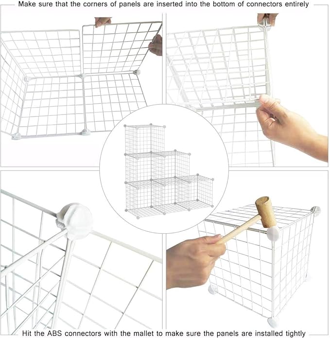 C&AHOME Wire Cube Storage, 6 - Cube Organizer Metal C Grids, Modular Shelves Units, Storage Bins Shelving, Closet Organizer, Ideal for Home, Office, Living Room, 36.6”L x 12.4”W x 36.6”H White