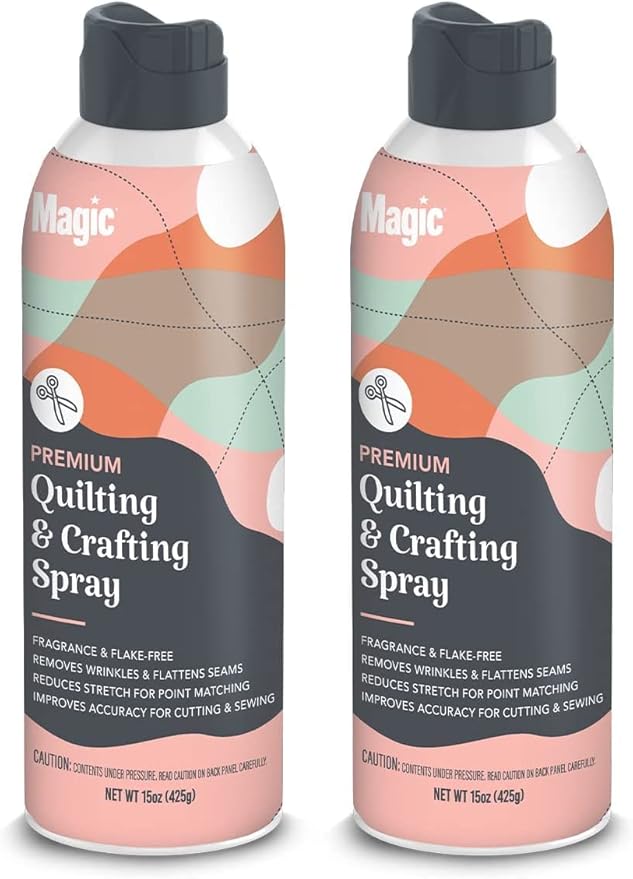 Magic Premium Quilting & Crafting Spray Can – Fabric Spray for Cutting, Creasing, & Sewing – Best Press Spray Starch for Quilting to Flatten Seams & Wrinkles – Wrinkle Spray (15oz Aerosol) 2 Pack