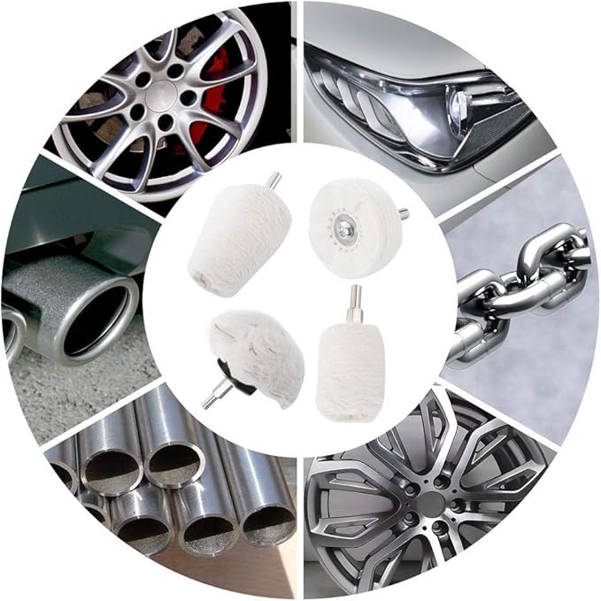 BaiFM Buffing Pad Polishing Mop Wheel for Manifold/Aluminum/Stainless Steel/Chrome 4pcs