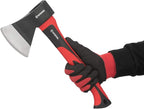 INTERTOOL 15” Camping Hatchet Axe – Compact Wood Splitting Tool with Fiberglass Shock-Resistant Handle, Small Axe for Chopping Firewood, Kindling, and Survival Gear – HT-0262