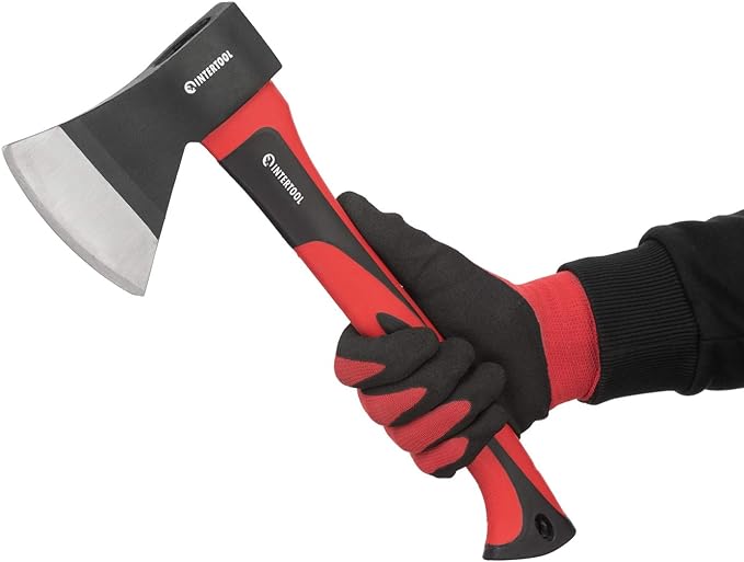 INTERTOOL Chopping Axe and Hatchet Bundle Set - 36-Inch Full Size Axe and 15-Inch Lightweight Camp Hatchet Combo HT-0264-0262