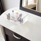 ZEXALOR Clear Tea Bag Organizer, Dresser Organizers Drawer Organzier Storage Container with Removable Dividers, Plastic Storage Bin with Lid, Organizer for Scarves Ties Bras