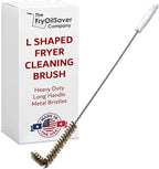 L-Shaped Deep Fryer Cleaning Brush, Up to 750F High Heat Resistant Metal Bristles Fryer Cleaning Brush for Food Debris, Grease Build-Up in Kitchen & Restaurant Deep Fryers Coil by FryOilSaver Co. B53C
