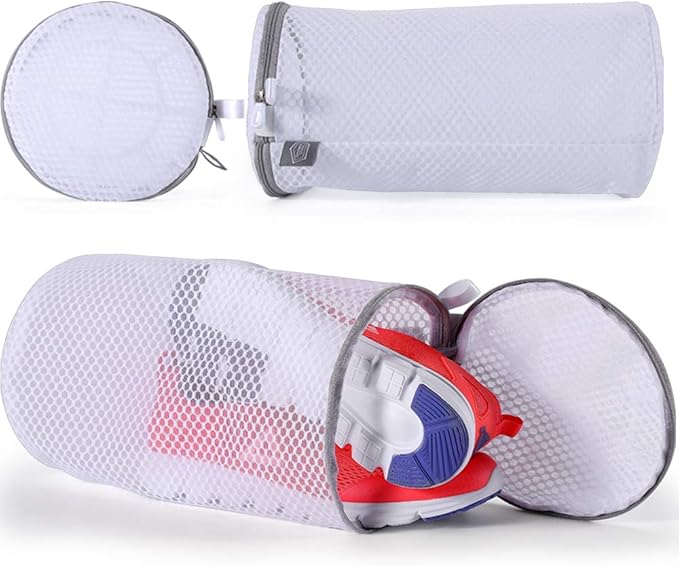 Kimmama Shoes Wash Bags,Sneaker Mesh Washing Bag,Shoe Cleaning Laundry Bag,125 Honeycomb Fabric,Gray Zipper,Large Size,7 x 15 inch,Pack of 2 for Gym Shoes,Sneaker,Yeezt Boost,Slipper