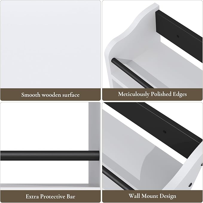 3 Tier Wooden Spice Rack, Seasoning Jars Rack Shelf Spice Organizer for Countertop or Wall Mount, Vertical Spice Holder for Kitchen Counter, Cabinet, Pantry, White