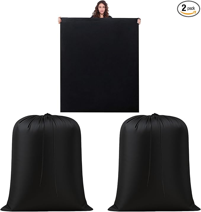 2 Pack Extra Large Laundry Bags – 43" x 55" Heavy Duty Drawstring Storage Sack for Clothes, Bedding, Moving, Camping, Travel – Foldable Nylon Laundry Bag for Home & College