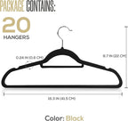 Utopia Home Premium Velvet Hangers 20 Pack - Non-Slip Clothes Hanger with Tie Bar - Black Hangers with 360 Degree Rotatable Hook - Heavy Duty Coat Hanger