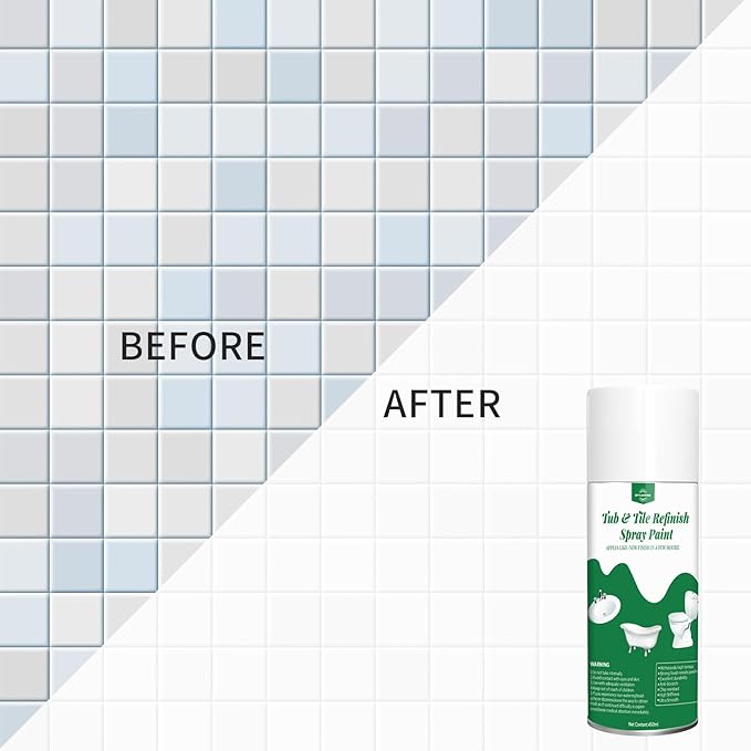 styleonme Tub and Tile Spray Paint White, 450ml 1 pack, Diy Countertop Paint Kit, Suitable for Ceramic, Porcelain, Fiberglass, Bathtub, Tile, Bathroom wall Repair Spray Paints