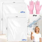 Juome Oven Rack Cleaning Bags, 5 Pack Reusable No Scrub Oven Rack Cleaning Bags Kit with 6 Gloves & 1 Brush, Leak Proof PE Bags (23.6*35.4inch & 31.5*39.4inch) for Deep Soaking BBQ Racks, Grill Grates