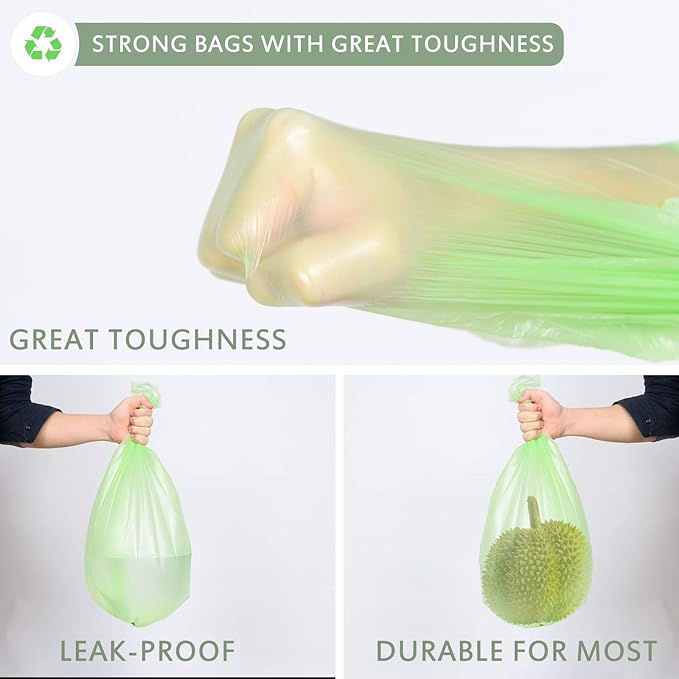 Jaoul Trash Bags 8 Gallon, Medium Garbage Bags, 0.67 Mil Extra Strong Trash Bags for 30 Liter Trash Can, Suitable for Kitchen, Bathroom, Office, Restroom, Car, Green, 90 Counts