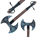 [Viking Cutlery] Double-Headed Viking Axe – Hand-Forged Norse Berserker Battle Axe | Large Dual Blade Steel Axe | Broad Dane Hunting Axe | Unique Gift for Men