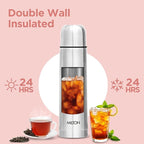 Milton Vacuum Flask for Hot Drink 1 litre (34 oz), Stainless Steel Double Walled Insulated Water Bottle for 24 Hour Hot and Cold drinks with cover, Leak proof, Thermosteel Flip Lid 1000 ml Set of -2