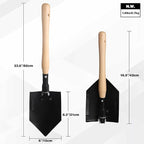 REDCAMP 23" Forces Spetsnaz Shovel, Tactical Entrenching Tool Hardwood Handle Shovel, Military Folding Camping Shovel for Camping Hiking Gardening Beach, Black