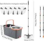 Spin Mop and Detachable Bucket Set with 5 Reusable Microfiber mop Head Dual-Chamber Water System Spining Mop Floor Cleaning Kit for Hardwood Tile Laminate Floors (Gray)