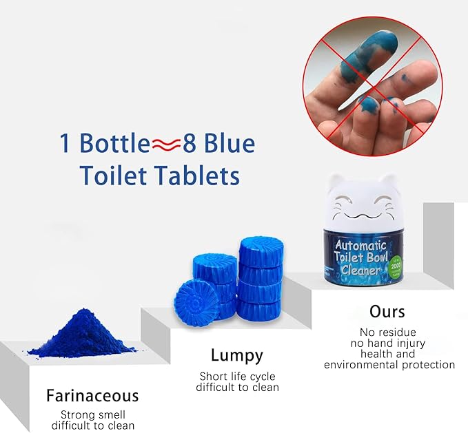 Toilet Bowl Cleaner | Automatic Long-Lasting Toilet Bowl Cleaner Tablets | Easy-To-Use, Septic Safe Toilet Cleaner in Bottle | Powerfully Cleans and Prevent Stain Build Up | 6 Count
