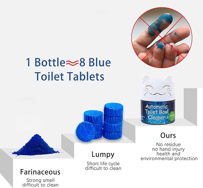 Toilet Bowl Cleaner | Automatic Long-Lasting Toilet Bowl Cleaner Tablets | Easy-To-Use, Septic Safe Toilet Cleaner in Bottle | Powerfully Cleans and Prevent Stain Build Up | 1 Count