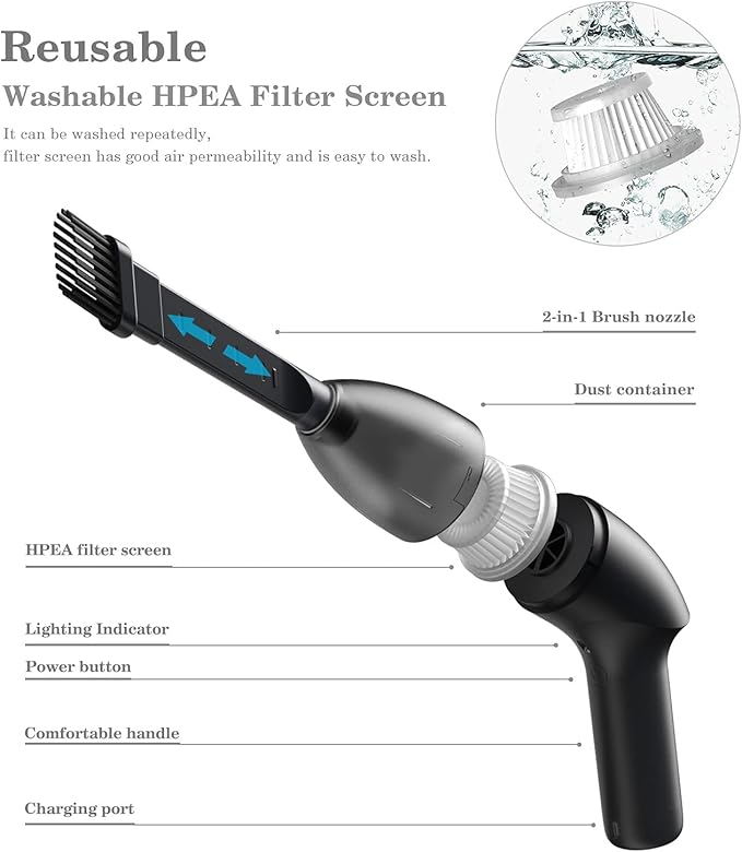 Mini Vacuum Cleaner-Rechargeable,Cordless,Desk Vacuum Cleaner for Dust,Hair,Crumbs,Car,Sewing Machine (H043)