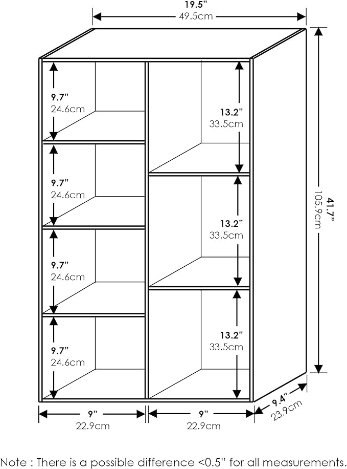 Furinno Luder Bookcase / Book / Storage , 7-Cube, White