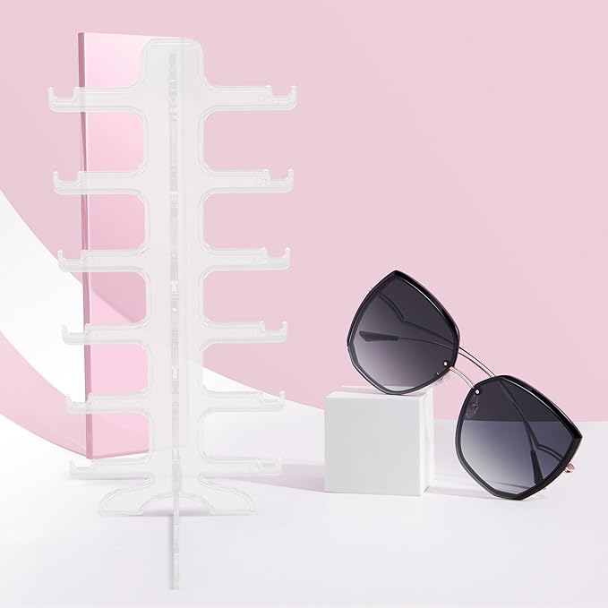 MAGICLULU Multi-Layer Sunglass Rack Eyewear Organizer 6-Tier Plastic Glasses Display Stand Holder for Desk Countertop Storage