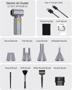BOBYE Compressed Air Duster, 350W High-Powered Electric Air Duster with 180,000 RPM, Extended Runtime, 10000 mAh Battery, Mini Blower & Air Duster Rechargeable for Keyboard, PC, Car, Home, Outdoor