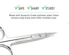 Eyebrow Scissors & Small Cuticle Scissors, Curved Blade Manicure TSA Scissors. Stainless-Steel Scissors for Eyelashes, Facial Hair, Pubic, Men Moustache & Beard.