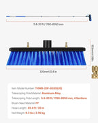 VEVOR Water Fed Pole Kit, 20FT Solar Panel Cleaning Pole with Extendable Handle, 180° Rotatable Brush Head & 65.6FT Hose, Household & Outdoor Window Cleaner Tool for Caravan Solar Panel Deck