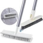 Floor Scrub Brush and Grout Brush Set with Long Handle, Heavy Duty Grout Cleaner Brush with Stiff Bristle for Tile, Corner, Carpet, Garage, Deck, Shower Floor (2 Pack Brush Head)
