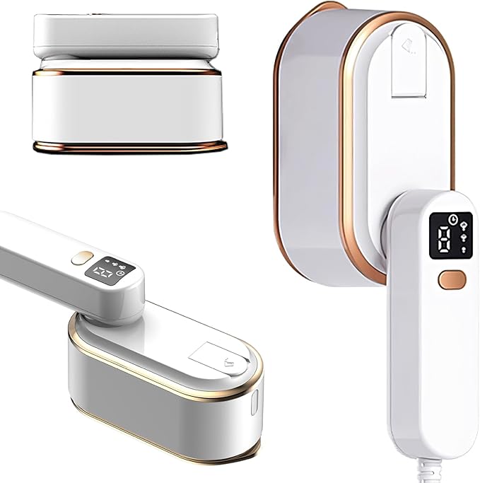 Steamer for Clothes, Wall Mounted Wet Dry Dual-purpose Portable Ironing Machine, 3 Level Adjustable Digital Display Screen 1200W High-power Steam Iron, Suitable for Home, Travel & Dormitory (White)