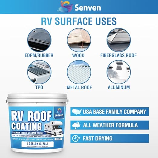 RV Roof Sealant RV Roof Coating RV Roof Sealant White 1 Gallon Waterproof Solar Reflective & Leak Repair for Trailers Campers Motorhomes