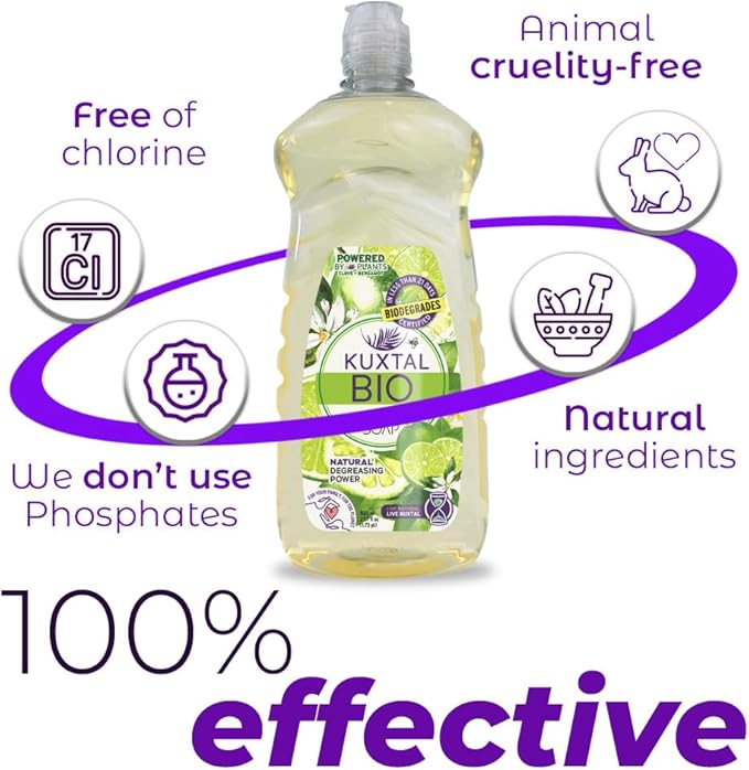 KUXTAL Dish Soap Liquid – 3 Pack | Biodegradable Formula Certified by OECD 301-A | Eco-Friendly with Natural Ingredients | Gentle on Hands | Citrus Scent | 27.7 fl oz Each
