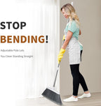 Broom, Outdoor Brooms for Sweeping Indoor, Adjustable 55" Pet Hair Removal Heavy Duty Broom for Floors Home Kitchen Garage Commercial Patio Industrial Snow (White)