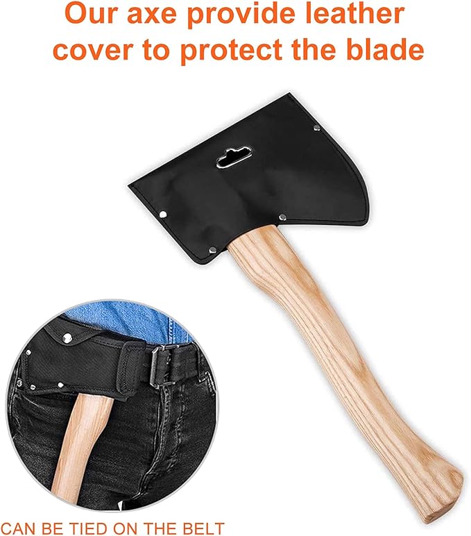 Camping Axe, 15inch Outdoor Hatchet Chopping Axe for Wood Splitting and Kindling, Camping Outdoor Hatchet Gardening Hand Tools with Sheath(Black)