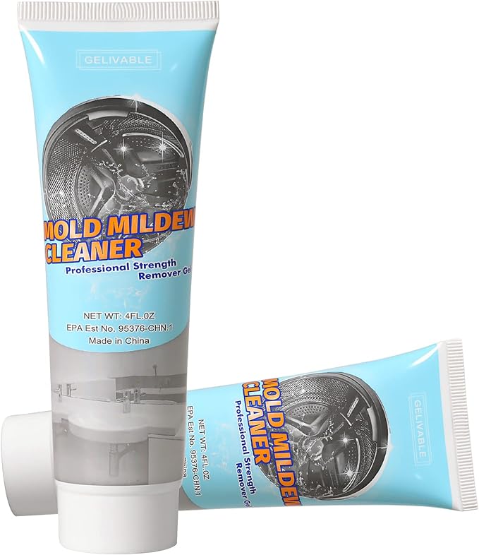 Mold Remover Gel, Mold Stain Cleaner for Bathroom, Household Shower, Kitchen Sinks, Toilet, Tile, Grout, Walls, Washing Machine and Refrigerator Strips - 4 Fl.Oz(Pack of 2)