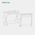Hzuaneri Luggage Rack, Folding Suitcase Stand for Guest, Foldable, Luggage Holders with Shelf, Steel Frame with Nylon Straps for Bedroom, Hotel, Holds up to 154 lb, Grey,1 Pack LR03899G