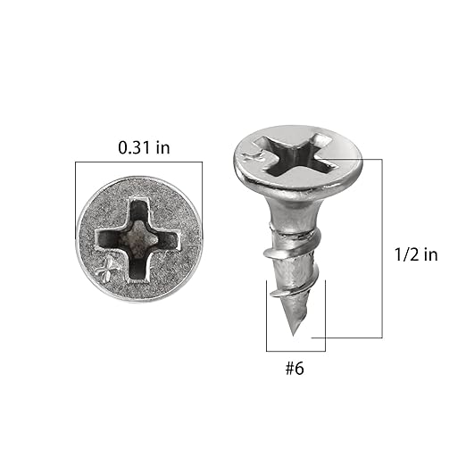 (527 pcs)#6X1/2 410 Stainless Steel Fastener Drywall Screws-Phillips with coarse Threaded tip, Black, Suitable for Drywall Slate, Wood, etc.(1 pounds)