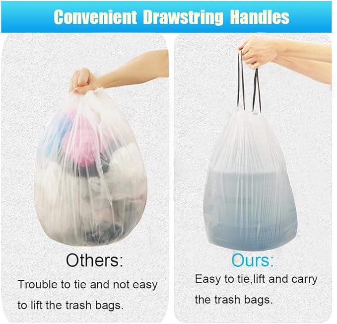 8 Gallon Drawstring Trash Bag Garbage Bag Trash Can Liner,90 Counts,0.74 Mil