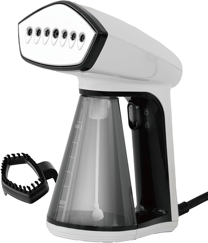 Osner Handheld Garment Steamer for clothes, 1450W Quick Heat Auto-trigger, Compact Travel Steamer, Clothes Steamer, Fabric Wrinkle Remover with Lint Brush Steam Nozzle (8.2 ft cord, White Plus)