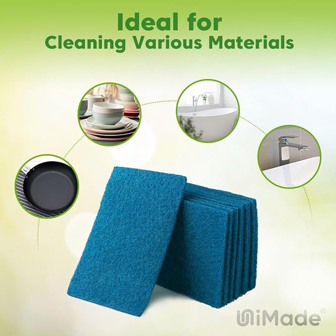 Non-Scratch Scouring Pads, 24Pcs Household Scour Pads for Kitchen, Garage and Outdoors, Reusable Dish Scrubber Pads for Pan and Metal Grill - Blue
