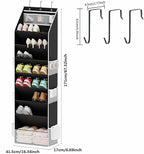 Over The Door Shoe Organizer - Shoe Rack with 8 Tiers, Sturdy Oxford Fabric Storage for Closet, Entryway, Dorm Room, Bedroom, Space Saving Holder for All Types Over The Door Organizer(Black)