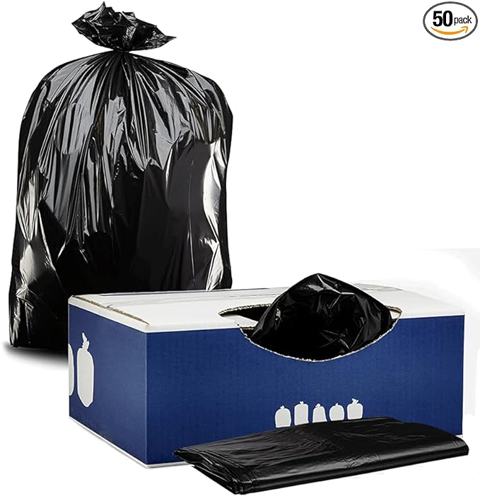 Plasticplace 40-45 Gallon Trash Bags │ 2.3 Mil │ Black Heavy Duty Garbage Can Liners │ 40" x 46" (50 Count)