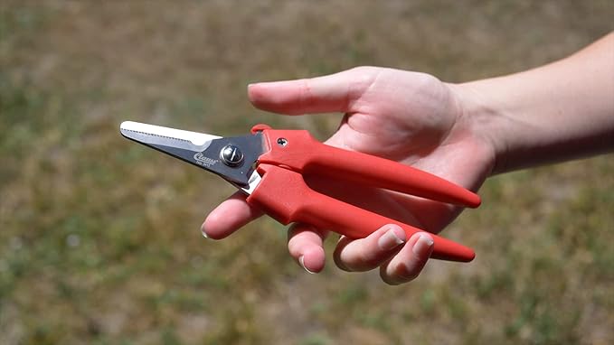 Clauss Spring-Action Stainless Steel Wire Cutters / Pruning Shears For Gardening, Red, 7.5’’ (33503)