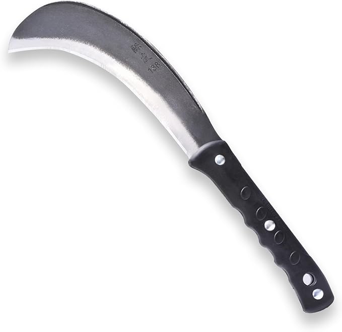 1pce 420mm/16.54in Manganese Steel Billhook Brush Clearing Sickle for Grass,Weeding Tools for Garden,Curved Sawtooth Sickle,Machete Axe for Cutting Trees,Steel Blade Knife in Hand