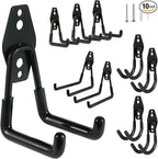 Steel Garage Hooks Wall Tool Organizer, 10 Pack Garage Storage Hook Heavy Duty Utility Storage Hangers Black for Ladders, Ropes, Garden Tools