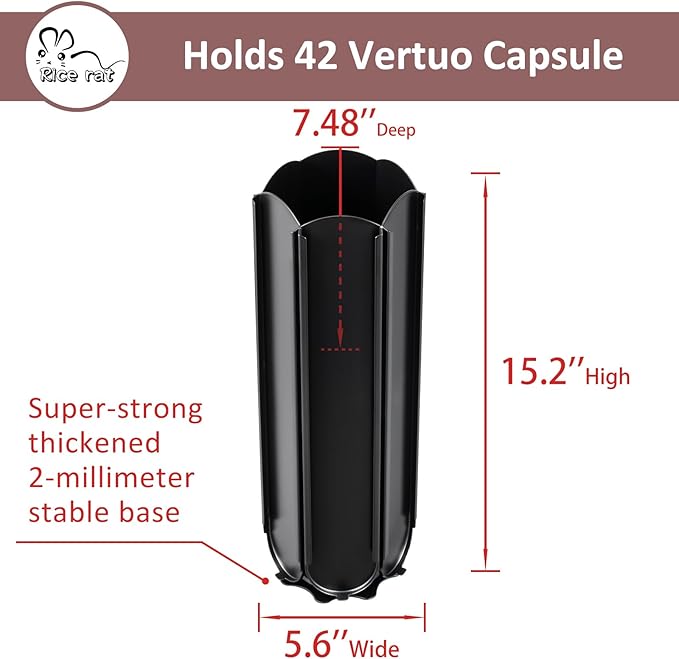 Rice rat vertuo Pods Holder Capsules with Central Extra Pod Storage (Carousel-42+ Pods)