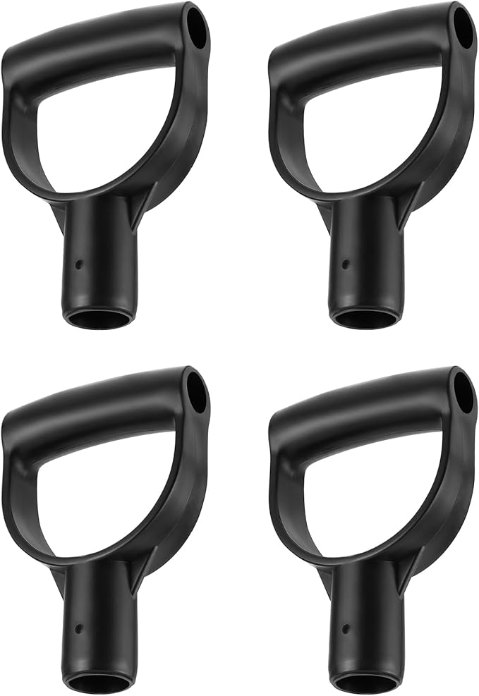 QWORK Shovel D Grip Handle, 4 Pack 1-1/8" Inside Diameter PVC D Shaped Grip Shovel Handle Replacement for Digging Raking Tools