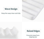 2 Pcs Soap Holder for Bathroom, Marble Soap Dish for Kitchen Countertop, Soap Tray with Creative Wavy Design, Soap Saver for Bath Tub, Sponges, African Natural Stone(Namib Bianco)