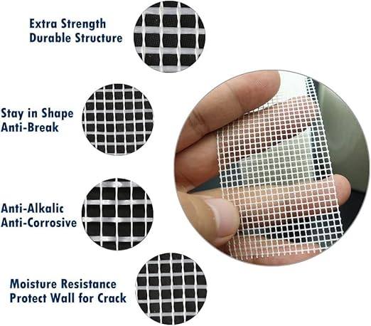 LLPT Drywall Repair Fiberglass Joint Tape 2” x 100 Ft Industrial Grade Extra Strength Fiber Mesh Heavy Duty Self Adhesive for Seam Patch Wall Crack Seam Repair Color White (DRF210)