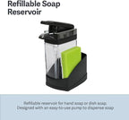 Casabella Sink Sider Solo Kitchen Soap Pump and Sponge Caddy, Black/Chrome - 2-in-1 Soap and Sponge Caddy, One-Hand Soap Dispensing, Ergonomic Design, Easy to Refill and Clean, Efficient Size